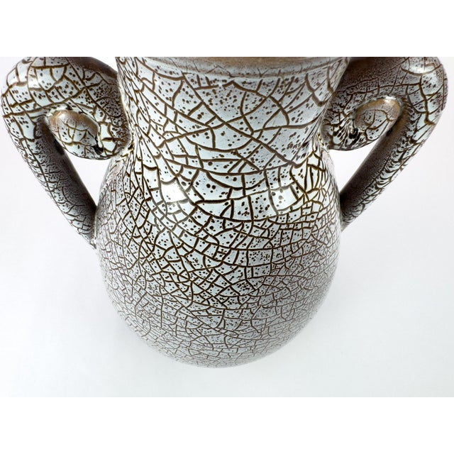 Mid-Century Accolay Crackle-Glaze Sculptural Vase, Signed b.a., France For Sale - Image 12 of 12
