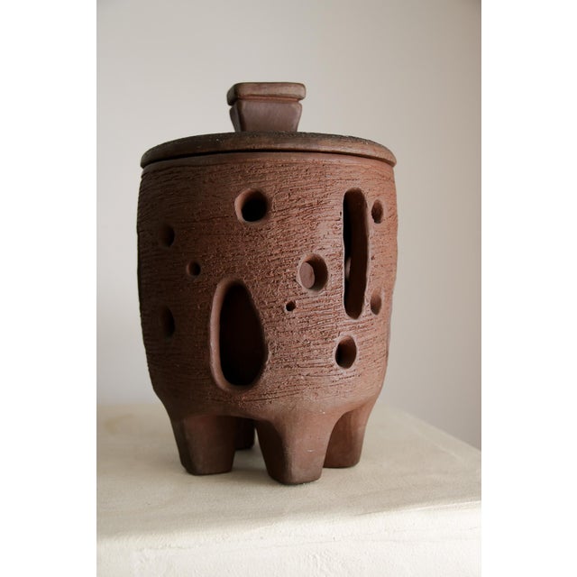 Vintage Terracotta Studio Pottery Jar Signed 1965 For Sale In Tampa - Image 6 of 8