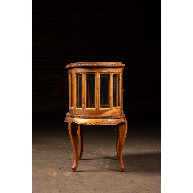Antique Oak and Glass Serpentine Curio Cabinet For Sale In Chicago - Image 6 of 12