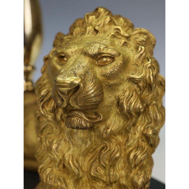 Gilt Bronze Lion Table Lamps attributed to Henri Picard, Paris, 1860s, Set of 2 For Sale - Image 18 of 18