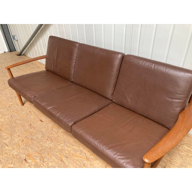 1970s Teak and Leather Sofa by Grete Jalk for France & Son, 1960s For Sale - Image 5 of 18