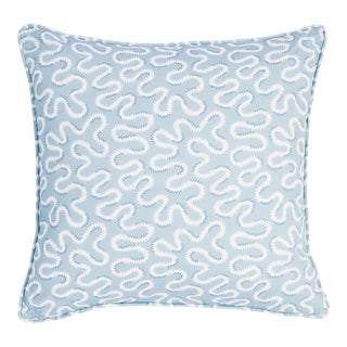 Schumacher Zoelie 18" Pillow in Aqua For Sale
