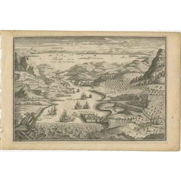 Title: "Veue des Dardanelles de Constantinople, 1693" : This historical copper engraving, crafted by Nicholas de Fer...