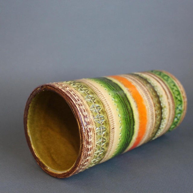 Green Mid-Century Modern Italian Sahara Ceramic Vase by Aldo Londi for Bitossi, 1960s For Sale - Image 8 of 12