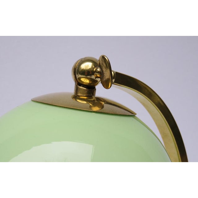 Art Deco Bedside Lamp in Brass with Green Cased Glass Shade, 1920s For Sale - Image 12 of 15