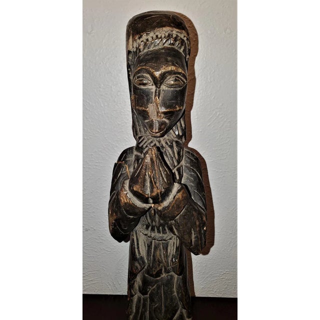 Vintage African Carved Wooden Nun For Sale - Image 10 of 11