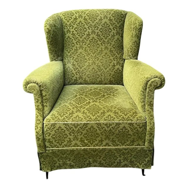 Wood Vintage Danish Green Velvet Relax Chair, 1950s For Sale - Image 7 of 7