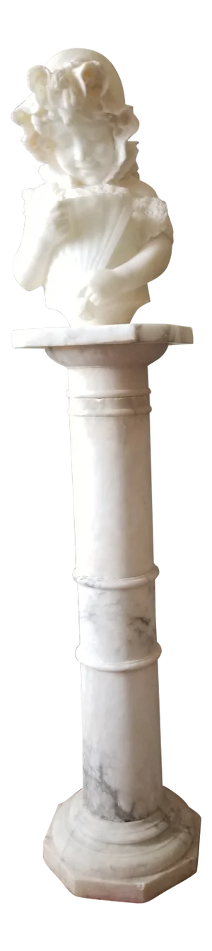 Alabaster Sculpture of a Little Girl With Pedestal