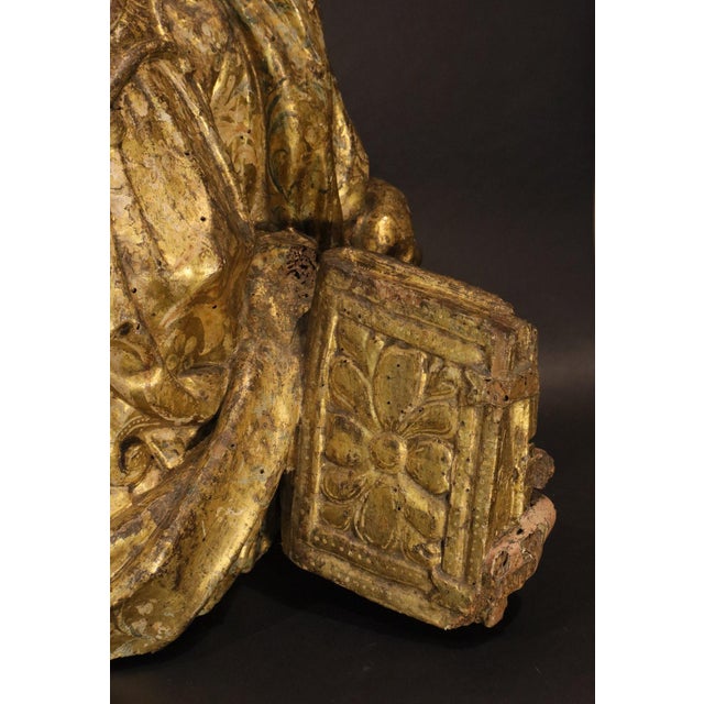 Wood Aniello Stellato, Saint John and Saint Catherine, 17th Century, Wood, Set of 2 For Sale - Image 7 of 16