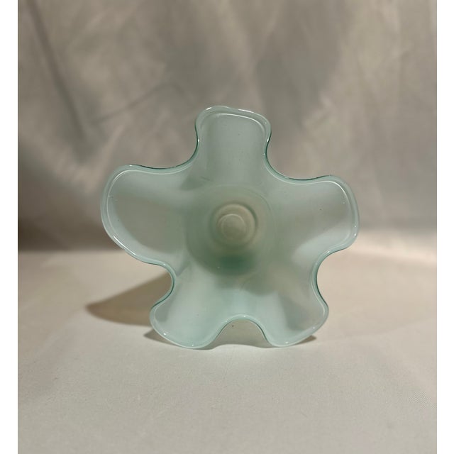 Contemporary Vintage Pale Blue Art Glass Handkerchief Vase For Sale - Image 3 of 5