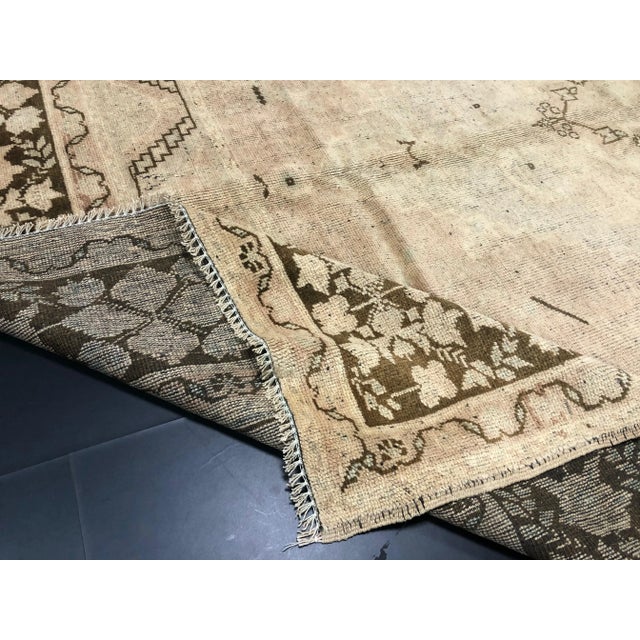Vintage Turkish Oushak Hand Made Rug For Sale - Image 10 of 11