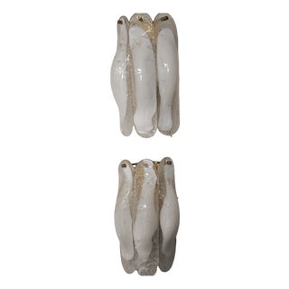 Modern Milk Murano Glass Wall Sconces, 1960s-1970s, Set of 2 For Sale