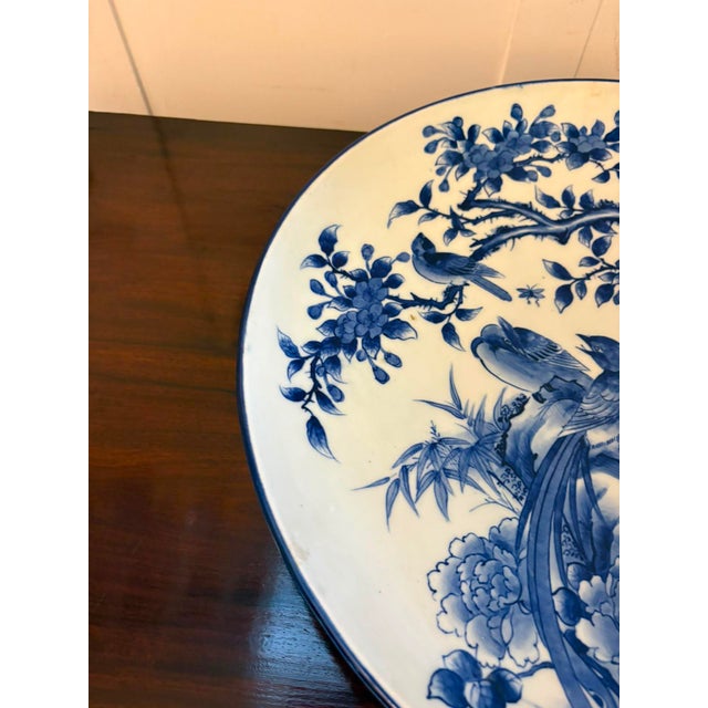 Large Antique Japanese Arita Imari Blue and White Porcelain Chargers, 1900, Set of 2 For Sale - Image 3 of 18