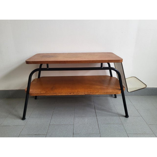 Vintage Coffee Table with Magazine Rack in Steel and Beech Wood, 1950s For Sale - Image 10 of 15