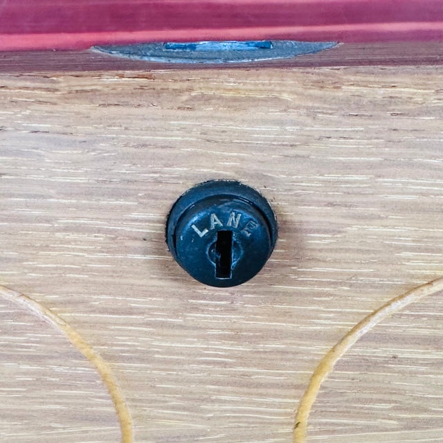 1955 Lane Blonde Veneer Cedar Footed Chest With Key & Certificate