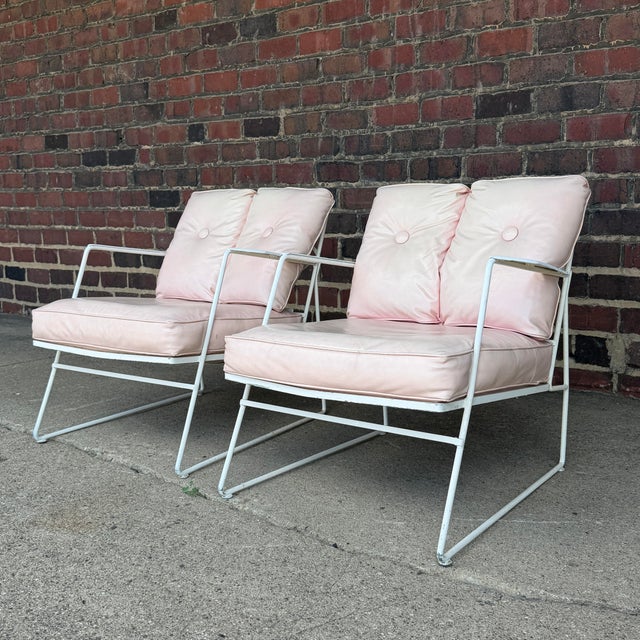 Mid 20th Century Very Rare Salterini Pair of Lounge Chairs and Ottomans For Sale - Image 5 of 12
