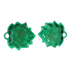 English Pottery Greenware Leaf Dishes, Brameld- A Pair