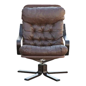 Westnofa Scandinavian Rosewood & Leather Lounge Chair