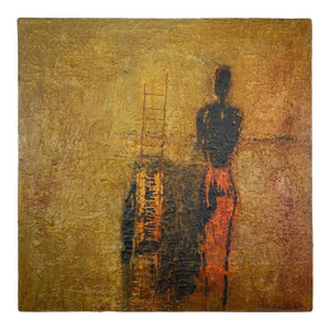 Frank Arnold Oil on Canvas Abstract Figurative Painting Titled "Escape"