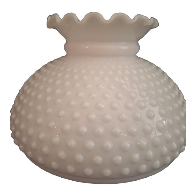 Mid 20th Century White Hobnail Milk Glass Hurricane Globe (10" Fitter) For Sale