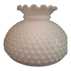 Mid 20th Century White Hobnail Milk Glass Hurricane Globe (10" Fitter)