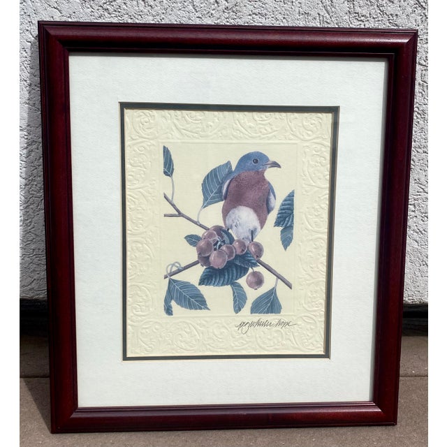 Vintage Peg Wheeler Hope Ornithological "Eastern Bluebird" Framed Embossed Lithograph Print Excellent Condition. For Sale - Image 17 of 17