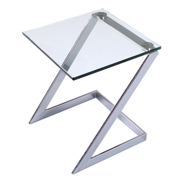Postmodern Cantilever Side Table in Chrome and Glass from Gebra, 1980s For Sale