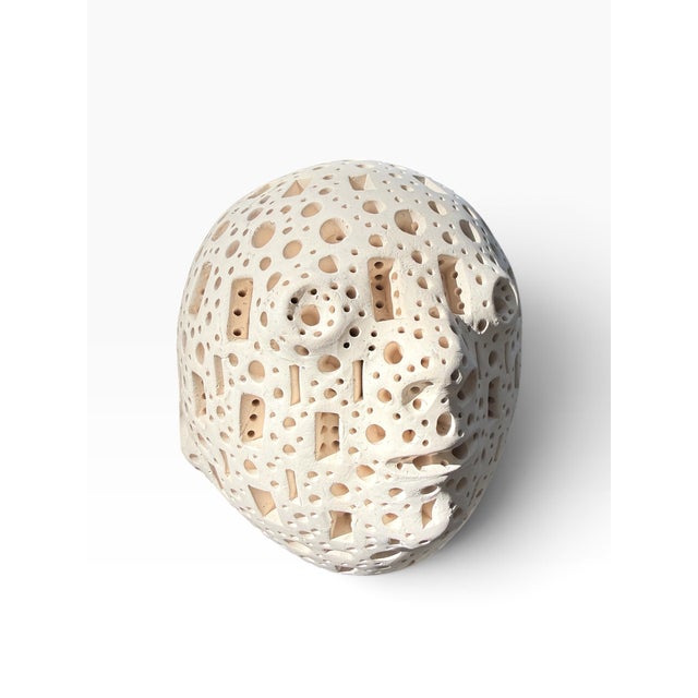 Alexander Ney Perforated Terracotta Head Sculpture, C. 1980s For Sale - Image 11 of 13