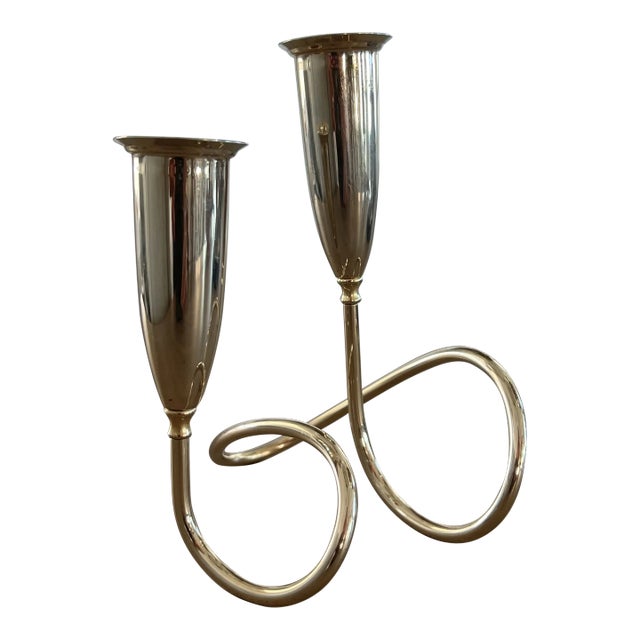 1950s Brass Modernist Candlestick by Napier For Sale