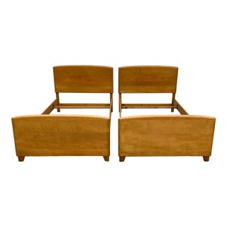 1950s Mid-Century Modern Heywood Wakefield Twin Size Bedframes - a Pair For Sale