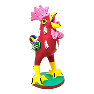 Juan José Ramos Medrano Handpainted Rooster From Tonalá - 8" H X 4" W X 5" D