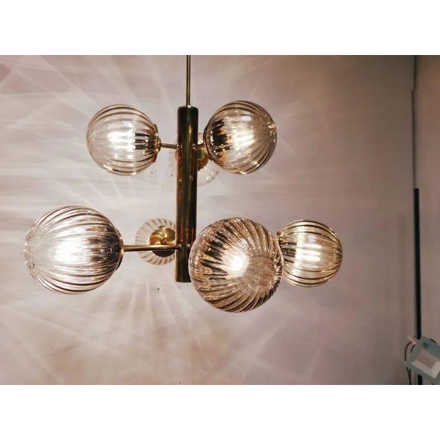 Sputnik Brass & Murano Glass Chandelier For Sale - Image 11 of 18