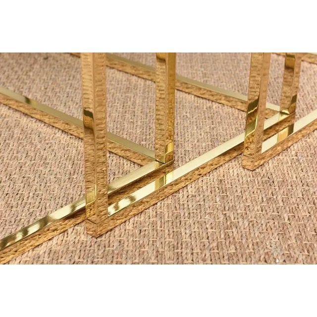 Vintage Italian Brass and Glass Greek Key Nesting Tables Set of 3, 1970's For Sale - Image 9 of 10