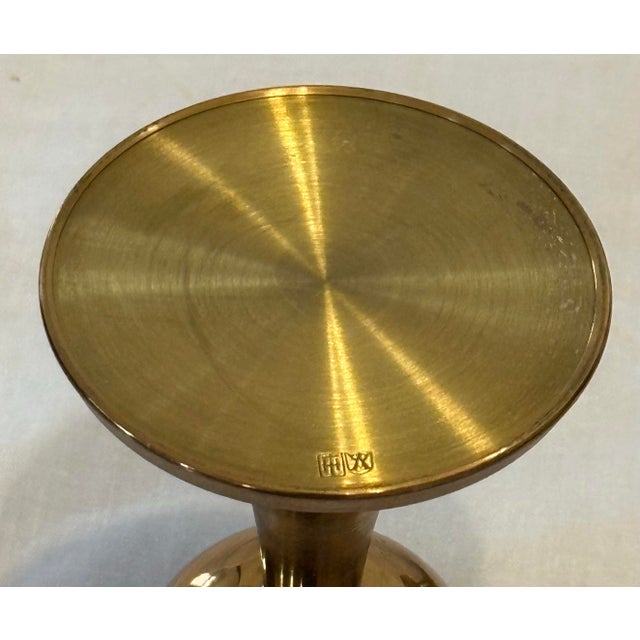 Metal Pair of Pentti Sarpaneva Turun Hopea, Finland “Pitsi”- Lace Gilt Bronze Brutalist Candle Holders For Sale - Image 7 of 7