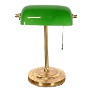 Vintage Art Deco Brass Banker's Desk Lamp