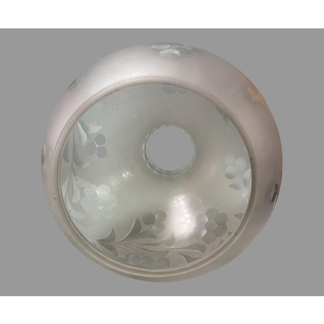 Early 20th Century Antique Victorian Gilt Metal Astral Solar Lamp Frosted Grape Etched Shade With Prisms For Sale - Image 5 of 11