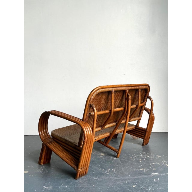 Vintage Woven Rattan Loveseat For Sale - Image 15 of 18