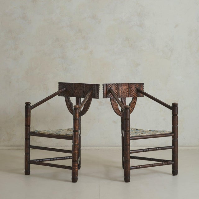 Antique Swedish Oak Corner Chair - 2 Available For Sale - Image 10 of 11