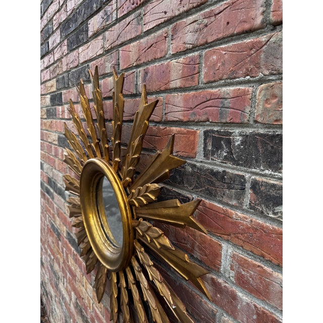Wood Vintage French Sunburst Mirror For Sale - Image 7 of 10