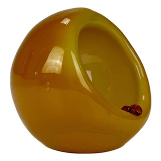 Mid-Century Modern Orange Glass Orb Ashtray by Dragan Drobnjak, 1970s For Sale