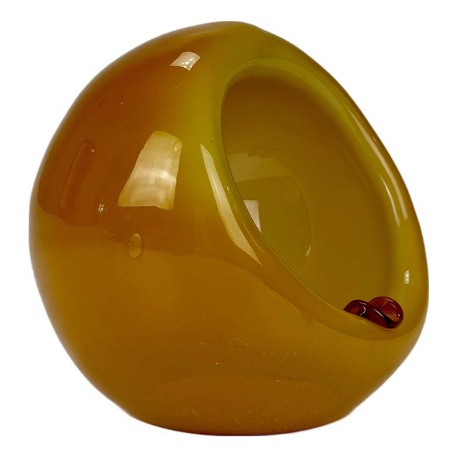 Mid-Century Modern Orange Glass Orb Ashtray by Dragan Drobnjak, 1970s For Sale
