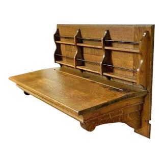 19th Century Oak Banker's Wall-Mount Shelf For Sale