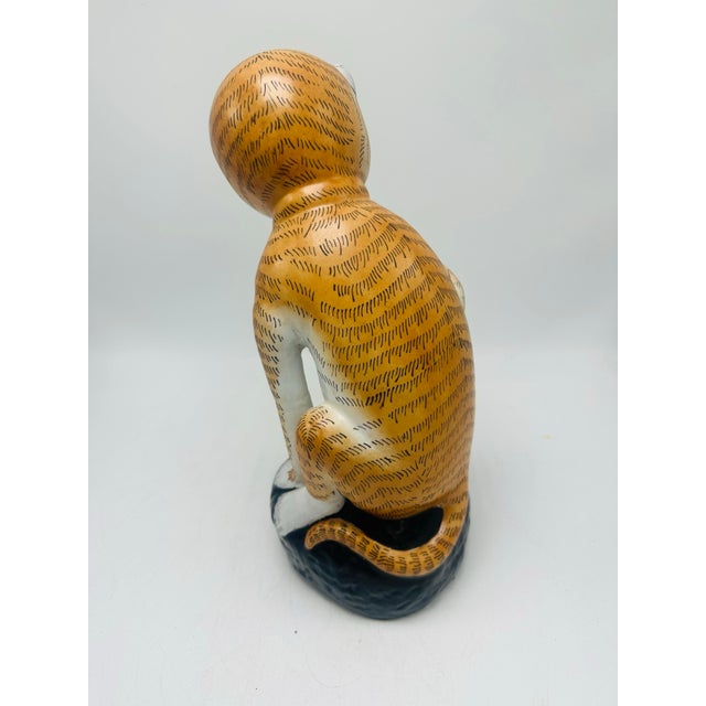 1990s Vintage Ceramic Chinoiserie Monkey For Sale - Image 5 of 6