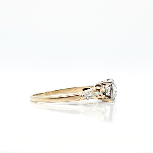 Gemstone Antique Edwardian 14 Karat Gold & Diamond Engagement Ring For Sale - Image 7 of 10