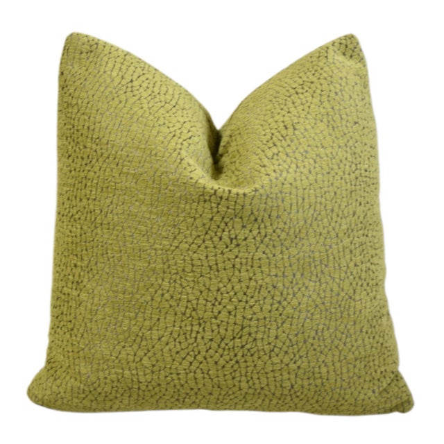 2020s Designer Green Textured Velvet Contemporary Modern Feather/Down Pillow For Sale - Image 5 of 5