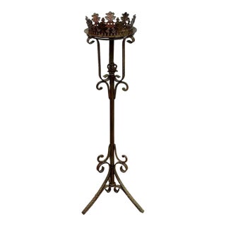 Vintage Gothic Style Iron Candle or Plant Stand For Sale
