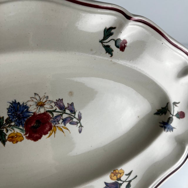 Small Oval Agreste Plate from Sarreguemines, 1930s For Sale - Image 6 of 7