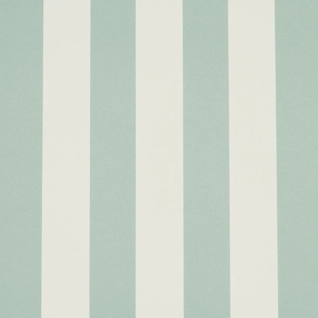 SAMPLE - Schumacher Emma Stripe Wallpaper In Seaglass For Sale