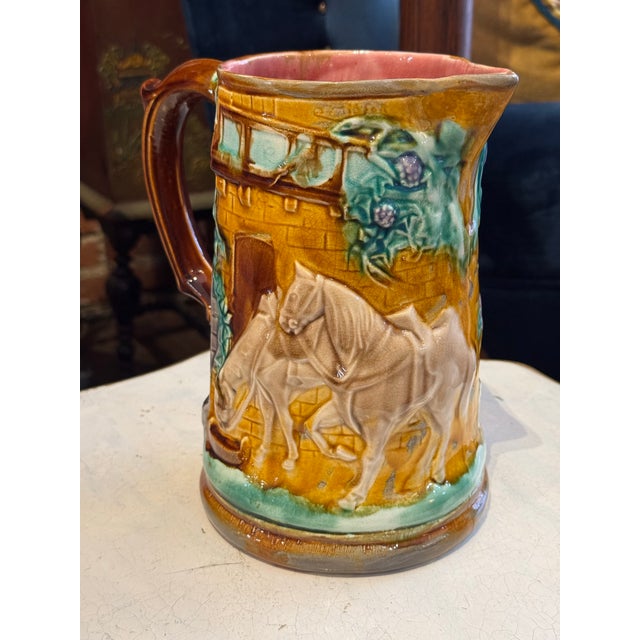 Antique 19th century majolica pottery pitcher that would make the most beautiful vase for flowers! Produced by Frie...