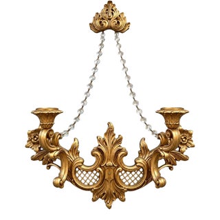 Vintage Homco 4002t Hollywood Regency Gold Triple-Arm Wall Sconce For Sale